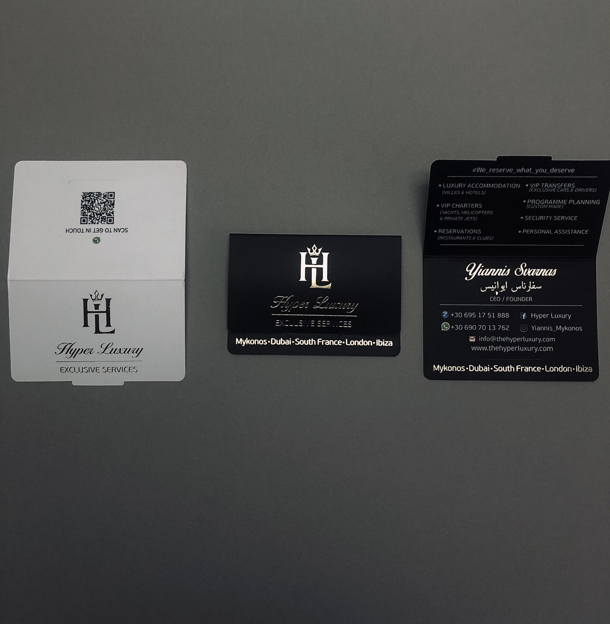 Black Business Card with Golden Engravings