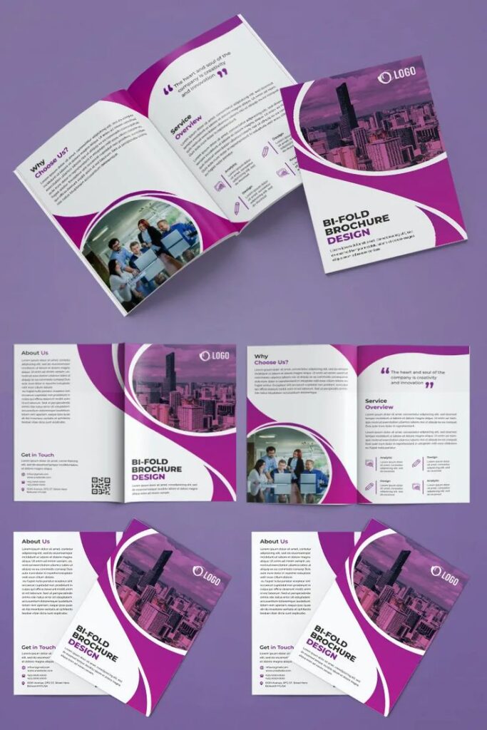 Purple corporate catalogues showcase